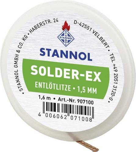 Stannol Solder Ex Entlötlitze Länge 1.6m Breite 1.5mm Flussmittel getränkt von Stannol