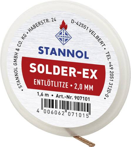 Stannol Solder Ex Entlötlitze Länge 1.6m Breite 2.0mm Flussmittel getränkt von Stannol