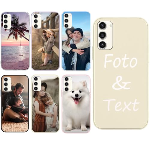 DCPPCY Personalisierte Handyhülle für Samsung Galaxy A52 4G/5G/A52s Hülle Personalisierte,mit Eigenem Foto Bild Text Individuelle Schutzhülle Beige Silikon Handyhülle Selbst Gestalten Text Custom Case von DCPPCY