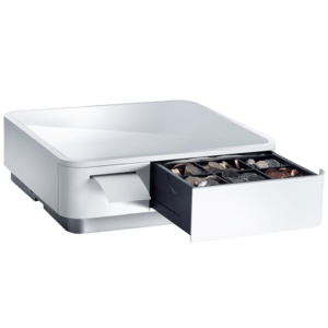 Star mPOP, USB-C, Bluetooth, weiß Kassenlade-Bondrucker-Kombination, Frontöffnung, Maße (BxHxT): 308x100x300mm, Einsatz: 4 Scheinfächer, 6/8 Münzfächer, 1 Scheckfach, Druck: Thermodirekt, Medienbreite (max): 58mm, Rollendurchmesser (max.): 50mm, Geschwindigkeit (max.): 100mm/Sek., Schnittstellen: 3x USB-A, 1x USB-C (for iOS), 1x USB-B, Bluetooth (5.0), inkl.: Netzkabel (EU, UK), USB-Kabel(USB-A/USB-B, weiß), Tablet-Halterung (doppelseitig), Bonrolle, Farbe: weiß (39655890) von Star Micronics