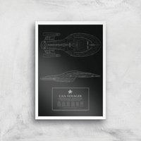 Star Trek Starfleet U.S.S. Voyager Giclee Art Print - A3 - White Frame von Star Trek