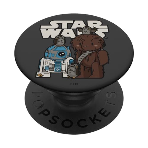 PopSockets Star Wars Last Jedi R2-D2 Porgs Chewie Cutie Cartoon PopSockets PopGrip: Ausziehbarer Sockel und Griff für Handys/Tablets mit Tauschbarem Top von Star Wars