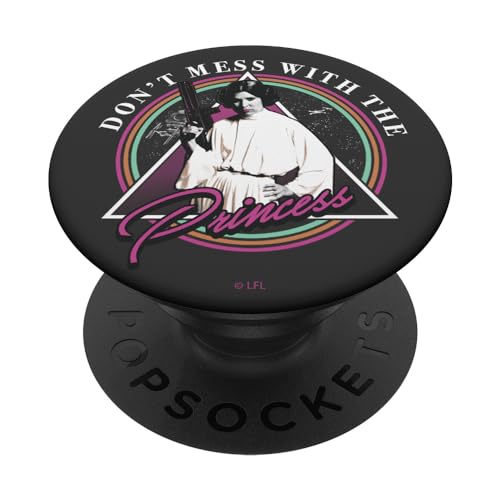 PopSockets Star Wars Leia Don't Mess With The Princess PopSockets PopGrip: Ausziehbarer Sockel und Griff für Handys/Tablets mit Tauschbarem Top von Star Wars