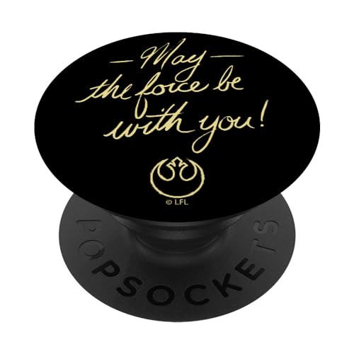 PopSockets Star Wars May Force Be Cursive Script PopSockets PopGrip: Ausziehbarer Sockel und Griff für Handys/Tablets mit Tauschbarem Top von Star Wars