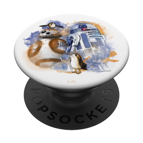 PopSocket : PopGrip Star Wars The Last Jedi Watercolor Droids And Porgs PopSockets Ausziehbarer Sockel und Griff für Handys/Tablets mit Tauschbarem Top von Star Wars