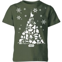 Star Wars Character Christmas Tree Kids' Christmas T-Shirt - Forest Green - 7-8 Jahre von Star Wars