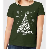 Star Wars Character Christmas Tree Women's Christmas T-Shirt - Forest Green - L von Star Wars