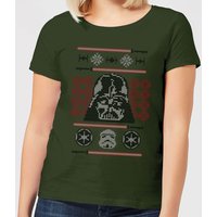 Star Wars Darth Vader Face Knit Women's Christmas T-Shirt - Forest Green - L von Star Wars