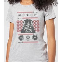 Star Wars Darth Vader Face Knit Women's Christmas T-Shirt - Grey - S von Star Wars
