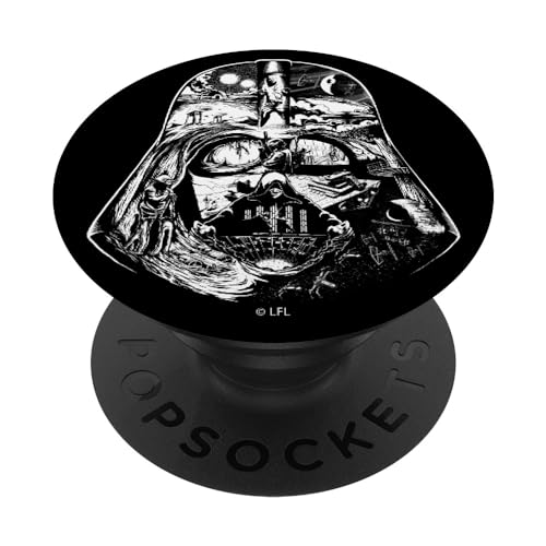Star Wars Darth Vader Helmet Saga Black And White PopSockets mit austauschbarem PopGrip von Star Wars