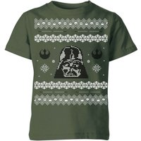 Star Wars Darth Vader Knit Kids' Christmas T-Shirt - Forest Green - 7-8 Jahre von Star Wars