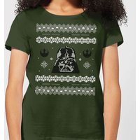 Star Wars Darth Vader Knit Women's Christmas T-Shirt - Forest Green - S von Star Wars