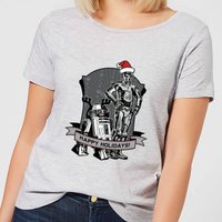 Star Wars Happy Holidays Droids Women's Christmas T-Shirt - Grey - XS von Star Wars