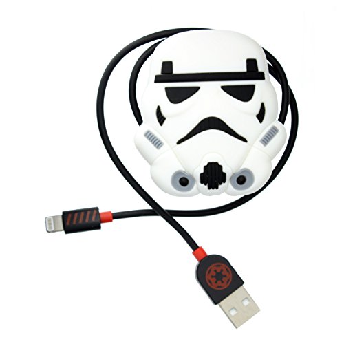 Star Wars Lade- und Synchronisierungskabel (mit Figur Trooper, Lightning, gewickelt, 1 m) Weiß/Blau/Schwarz von Star Wars
