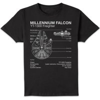 Star Wars Millennium Falcon Sketch Unisex T-Shirt - Black - XXL von Star Wars