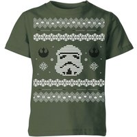 Star Wars Stormtrooper Knit Kids' Christmas T-Shirt - Forest Green - 7-8 Jahre von Star Wars