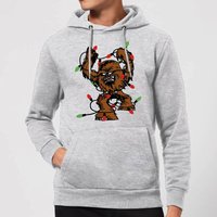 Star Wars Tangled Fairy Lights Chewbacca Christmas Hoodie - Grey - M von Star Wars