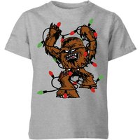 Star Wars Tangled Fairy Lights Chewbacca Kids' Christmas T-Shirt - Grey - 11-12 Jahre von Star Wars