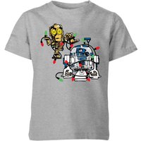 Star Wars Tangled Fairy Lights Droids Kids' Christmas T-Shirt - Grey - 11-12 Jahre von Star Wars