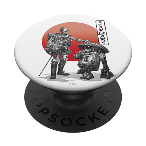 Star Wars Visions C-3PO R2-D2 Black and White Color Pop V-2 PopSockets mit austauschbarem PopGrip von Star Wars