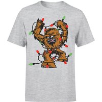 Star Wars Weihnachten Chewbacca Tangled Fairy Lights T-Shirt - Grau - S von Star Wars
