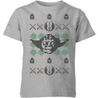 Star Wars Yoda Face Knit Kids' Christmas T-Shirt - Grey - 11-12 Jahre von Star Wars