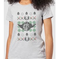 Star Wars Yoda Face Knit Women's Christmas T-Shirt - Grey - L von Star Wars