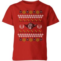 Star Wars Yoda Knit Kids' Christmas T-Shirt - Red - 7-8 Jahre von Star Wars