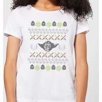 Star Wars Yoda Knit Women's Christmas T-Shirt - White - XXL von Star Wars