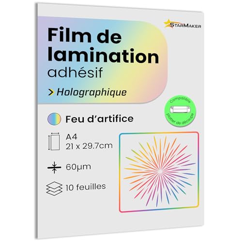 10 Blatt DIN A4 Holographische Kaltlaminierfolie Laminierfolien Laminierfolien selbstklebend für Foto & Sticker - Schneideplotter kompatibel (Feuerwerk) von StarMaker
