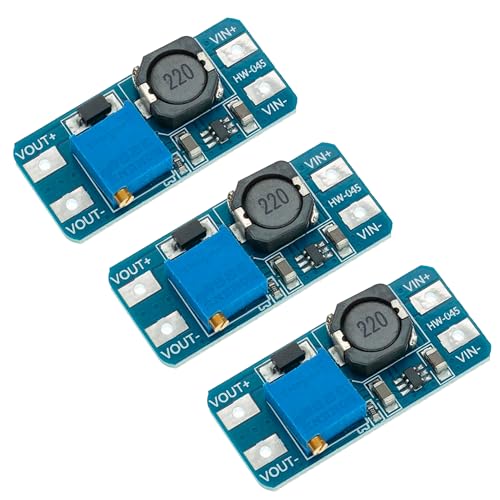 MT3608 2 A Konverter DC-DC 2 – 24 V auf 5 – 28 V Step Up Spannungsregler verstellbar Erhöhung Booster Buck 5 V 12 V 24 V (3 Stück) von StarMaker
