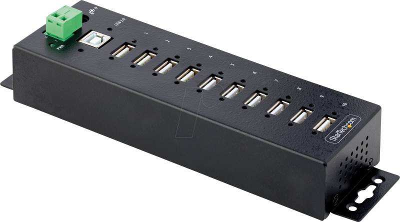 ST USB210AIND - USB 2.0 10 Port Hub, industriell, montierbar von StarTech.com