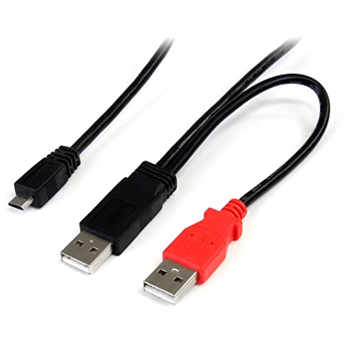 StarTech 1 Füße USB Y-Kabel für Externe Festplatte – Dual USB A zu Micro B von StarTech.com