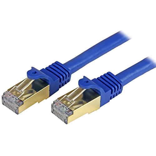 StarTech. com C6ASPAT25BL Cat6a Ethernet-Kabel, 10 Gigabit geschirmt, Knickschutz, RJ45, 100 W, PoE Patchkabel, 10 GbE STP Netzwerkkabel mit Zugentlastung, Blue Fluke getestet/Verkabelung ist UL-zertifiziert/TIA (C6ASPAT25BL) von StarTech.com