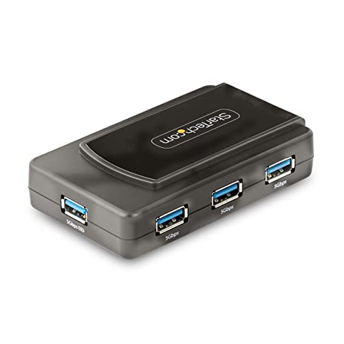 StarTech. com USB-Hub mit 7 Anschlüssen und Ein-/Aus-Schalter, USB 3.0, 5 Gbit/s, USB-A auf 7xUSB-A, selbstbetriebener USB-A-Hub mit 35 W Netzteil, USB-Hub für Desktop/Laptop (5G7AS-USB-A-HUB) von StarTech.com