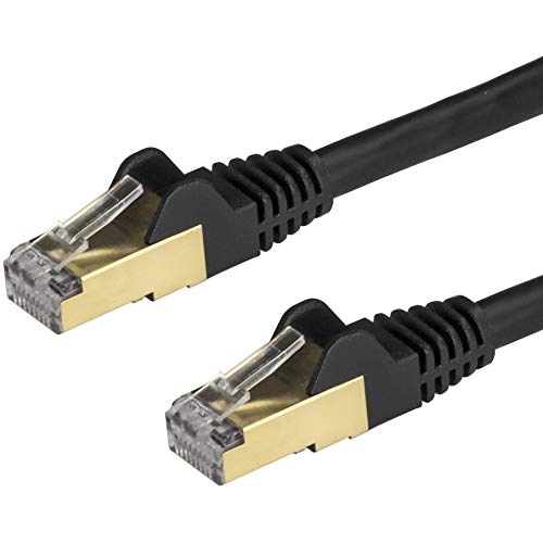 StarTech.com 0,5m Cat6a Ethernet Kabel, geschirmt (STP), Cat6a Netzwerkkabel, Cat6a Patchkabel, Cat 6a, Schwarz von StarTech.com