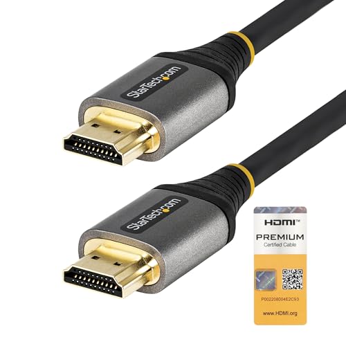 StarTech.com 0,5m Premium High Speed HDMI Kabel mit Ethernet - Ultra HD 4K 60Hz HDMI 2.0 Kabel - HDR10, ARC - HDMI 2.0 Zertifiziert - Für 4k Bildschirme - UHD HDMI Typ A Vergoldete Stecker (HDMMV50CM) von StarTech.com