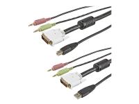 StarTech.com 1,8m 4-in-1 USB DVI KVM Kabel mit Audio und Mikrofon, 1,8 m, DVI-I, Schwarz, USB, DVI-I + USB A + 2 x 3.5mm, DVI-I + USB B + 2 x 3.5mm von StarTech.com