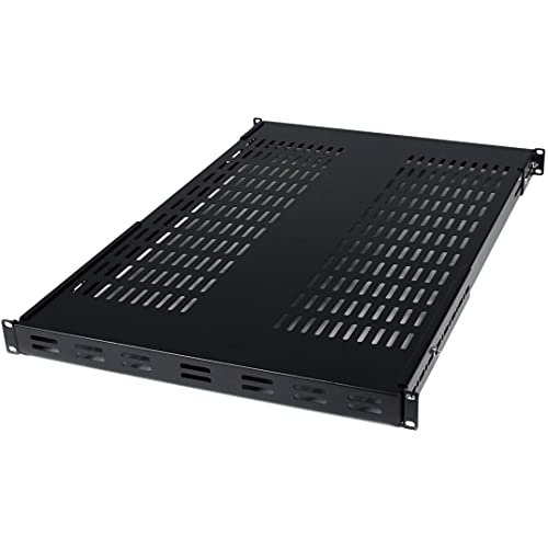 StarTech.com 1 HE Verstellbares perforiertes Server Rack Mount Ablagefach - 80kg - 49 bis 97 cm Einstellbare Einbautiefe Universal Ablagefach für 19" AV/ Netzwerk Schrank - 70 cm tief (ADJSHELF) von StarTech.com