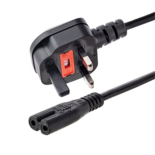 StarTech.com 1 m GB Laptop Ladekabel, BS 1363 Stecker auf C7, 2,5A 250V, 18AWG, Schwarz, Laptop Ersatzkabel, Drucker Stromkabel, UK Laptop Stromkabel/Netztkabel - UL gelistet (PXTNB2SUK1M) von StarTech