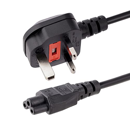 StarTech.com PXTNB3SUK1M 1 m Laptop Netzkabel, britischer 3-Pin-Stecker, BS-1363 auf C5 Kleeblatt-Stecker, Schwarz von StarTech