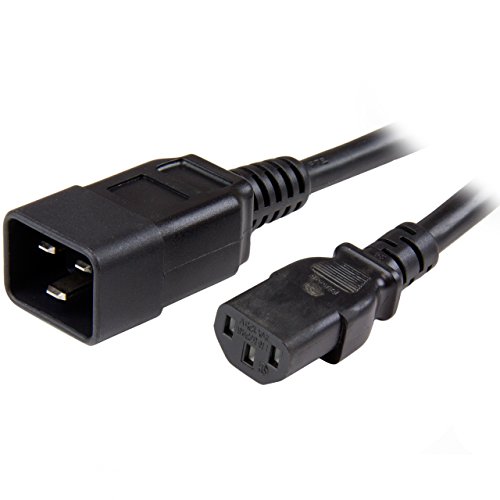 StarTech.com 1 m hochbelastbares Verlängerungskabel, IEC 320 C13 auf IEC 320 C20 schwarzes Verlängerungskabel, 15A 125V, 14AWG, Stromkabel Verlängerung, AC Stromkabel, UL gelistet (PXTC20C20143) von StarTech.com