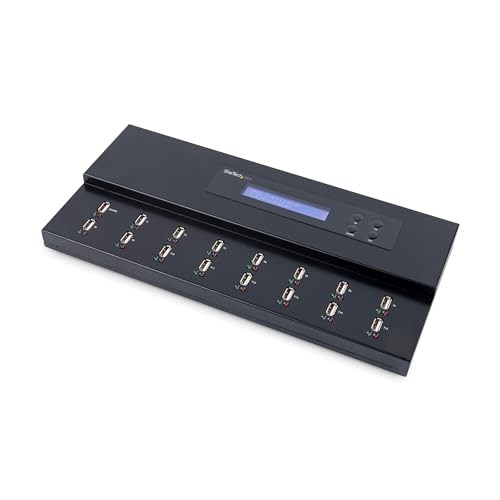 StarTech.com 1:15 USB Stick Klonstation und Löscher, Kopierer für mehrere USB Laufwerke, System and File und Sector-by-Sector Kopieren, 1,5 GB/min, Single und 3-Pass Löschen, LCD Display (USBDUPE115) von StarTech
