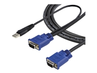StarTech.com 10 ft Ultra Thin USB VGA 2-in-1 KVM Kabel - VGA KVM Kabel - USB KVM Kabel - KVM Umschaltkabel (SVECONUS10) - Video / USB kabel - USB, HD-15 (VGA) (han) til HD-15 (VGA) (han) - 3.05 m - sort - für P/N: CAB831HDU, RACKCONS1908, SV1631DUSBUK, SV565DUTPU, SV565UTPUL, SV831DUSBUK von StarTech.com