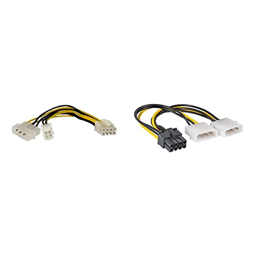 StarTech.com 15cm 4pin auf 8pin EPS-Netzadapter mit LP4 - Bu/St - Stromadapter Buchse/Stecker & Akyga AK-CA-29 2X Molex Stecker auf PCI-E 8 pin Buchse Adapter Kabel 15cm von StarTech.com