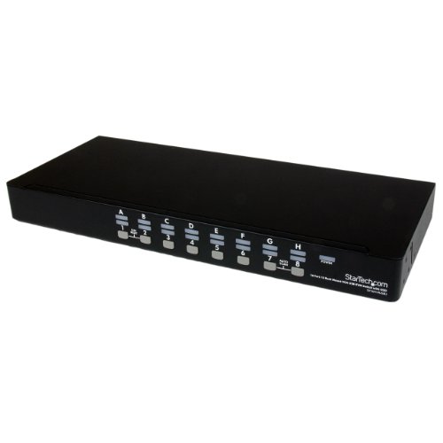 StarTech.com 16 Port 1HE USB VGA KVM Switch mit OSD zur Rack-Montage inkl. Kabeln - 16-fach Rackmount KVM Umschalter - Schwarz von StarTech.com