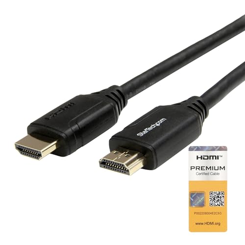 StarTech.com 1m Premium Zertifiziertes HDMI 2.0 Kabel mit Ethernet - High Speed Ultra HD 4K 60Hz HDMI Verbindungskabel HDR10 - HDMI Kabel (Stecker/Stecker) - Für UHD Monitore/TVs/Displays (HDMM1MP) von StarTech.com