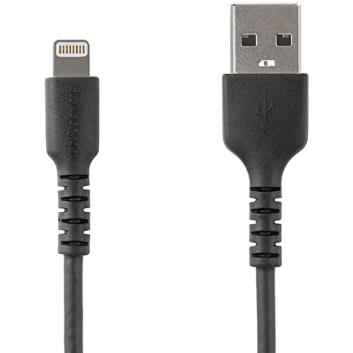StarTech.com 1m USB-A auf Lightning-Kabel - Hochbelastbare, robuste Aramidfaser - Lade-/Synchronisationskabel - Apple MFi-zertifiziert iPad/iPhone 12 - Schwarz (RUSBLTMM1MB) von StarTech.com