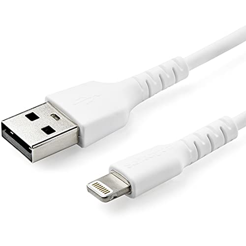 StarTech.com 1m USB-A auf Lightning-Kabel - Hochbelastbare, robuste Aramidfaser - USB Typ-A auf Lightningkabel - Lade-/Synchronisationskabel - Apple MFi-zertifiziert iPad/iPhone 12 - Weiß (RUSBLTMM1M) von StarTech