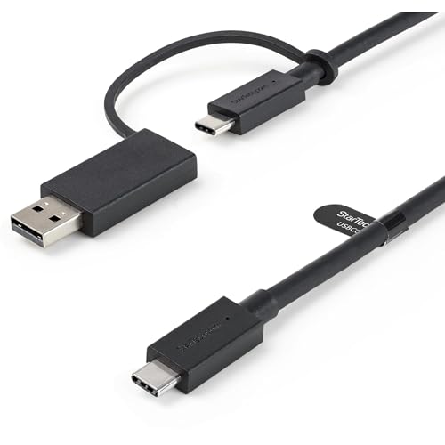 StarTech.com 1m USB-C Kabel mit USB-A Adapter Dongle - Hybrid 2-in-1 USB-C Kabel mit USB-A - USB-C auf USB-C (10Gbit/s - 100W PD), USB-A auf USB-C (5 Gbit/s) (USBCCADP) von StarTech.com